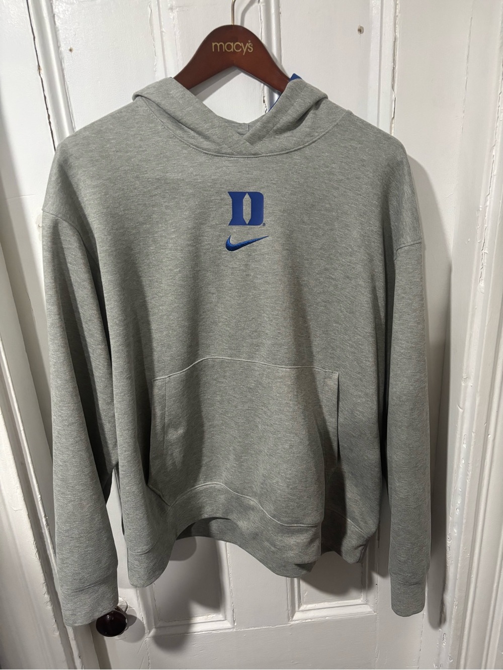 Nike Gray Crewneck Hoodie with Blue Duke and Swoosh